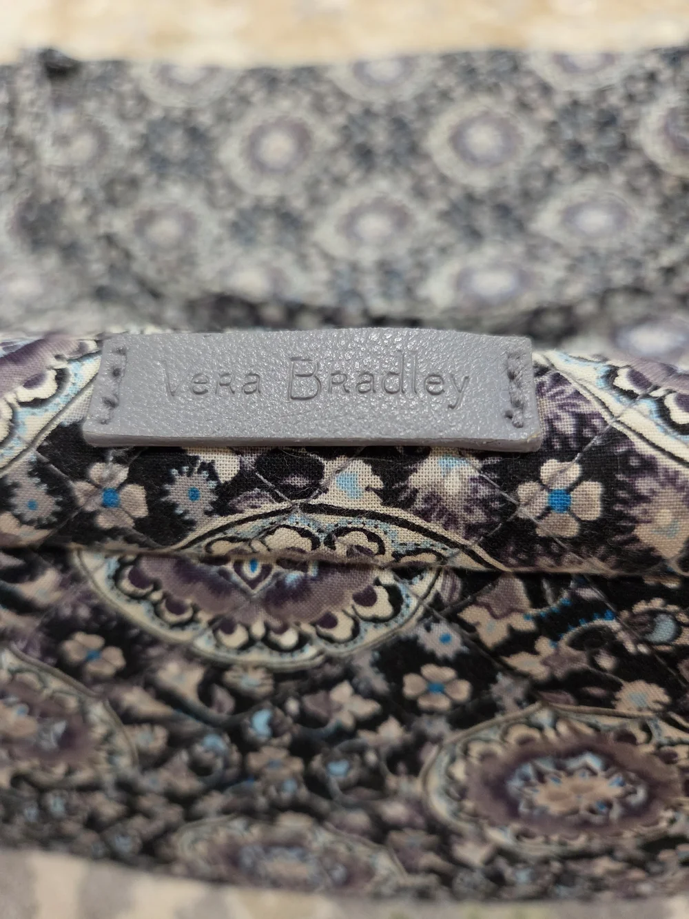Vera Bradley Quilted Tote  Bag In Charcoal Medallion